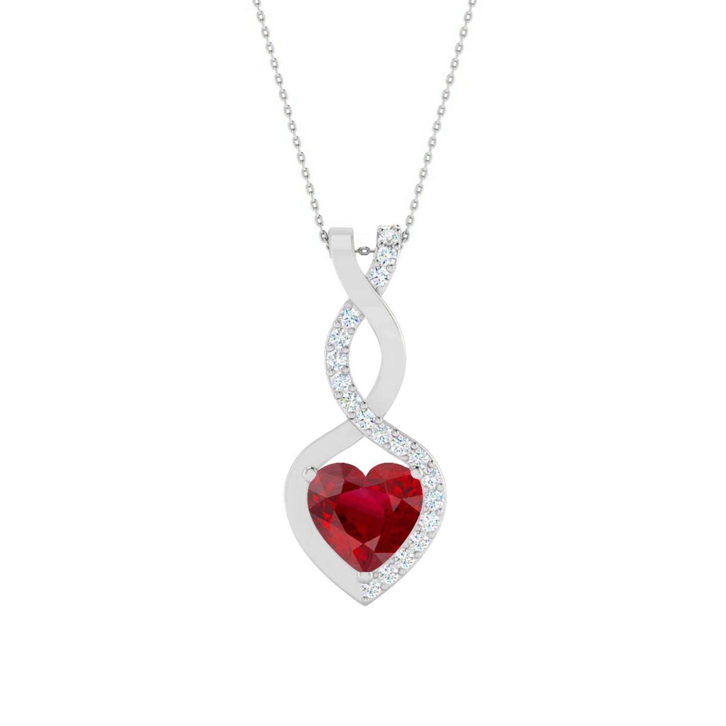 Infinity Heart Pendant | Starburst Pendant | Heart Knot Teardrop Pendant | Sterling Silver Birthstone Necklace | Diamond Accent | Adjustable Chain | 15 Gemstone Choices