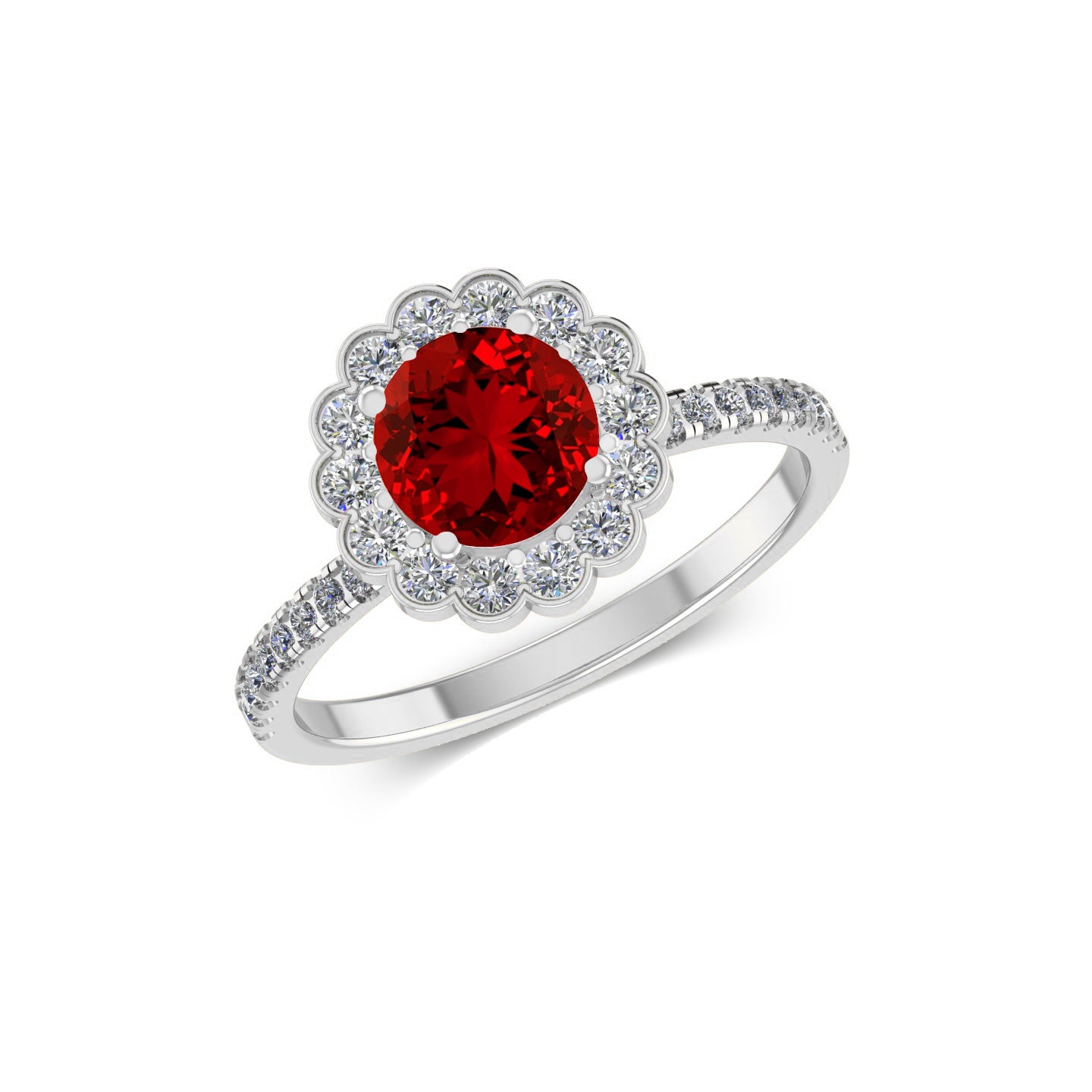 Floral Halo Ring | Sterling Silver Birthstone Ring | Genuine Gemstone & Diamond Studded Ring | Personalized Promise Ring | Gift for Her