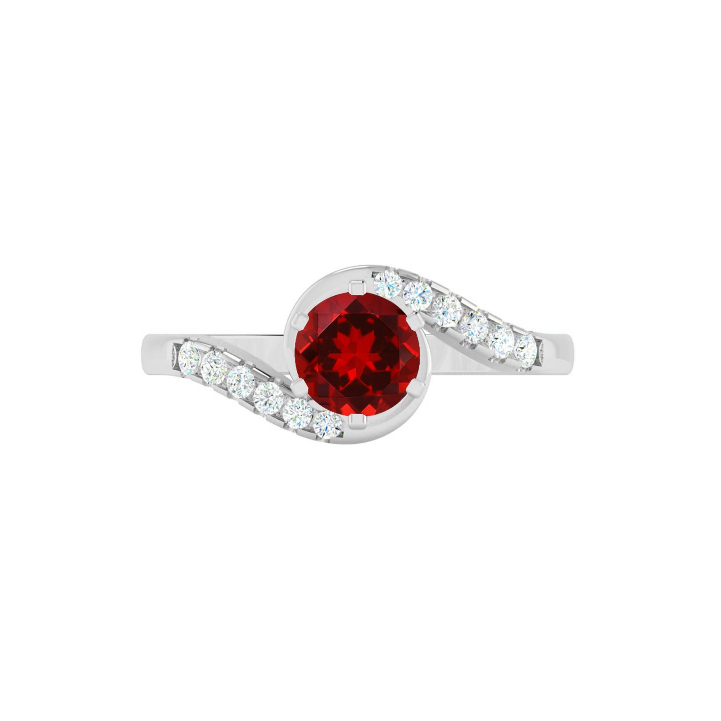 Bypass Solitaire Ring | Sterling Silver Birthstone Ring | Genuine Gemstone & Diamond Studded Ring | Personalized Promise Ring | Gift for Her