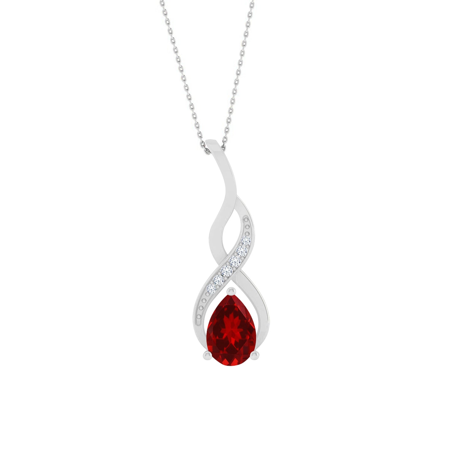 Classic Teardrop Solitaire Pendant | Starburst Pendant | Heart Knot Teardrop Pendant | Sterling Silver Birthstone Necklace | Diamond Accent | Adjustable Chain | 15 Gemstone Choices
