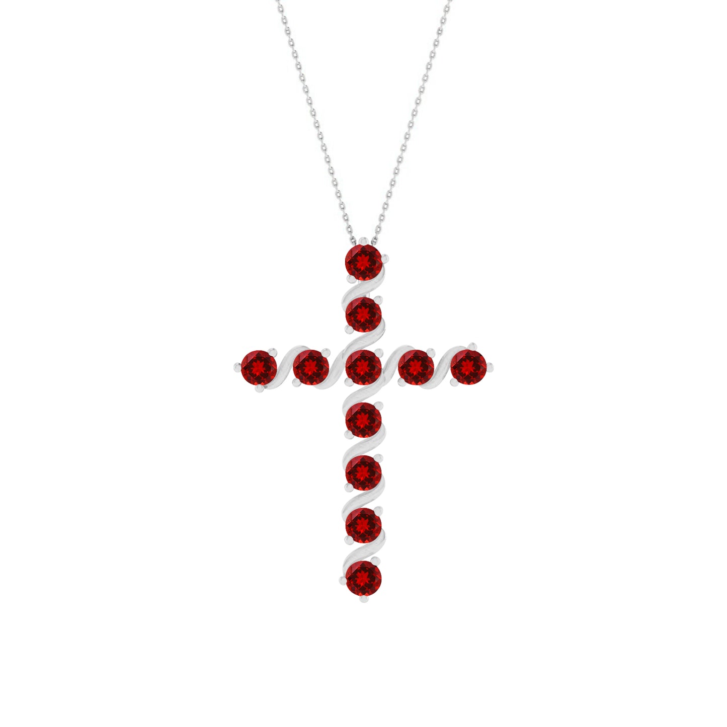 Gemstone Cross Pendant | Floral Vine Style Gemstone Pendant | Sterling Silver Birthstone Necklace | Adjustable Chain | 15 Gemstone Choices | Personalized Gemstone Pendant