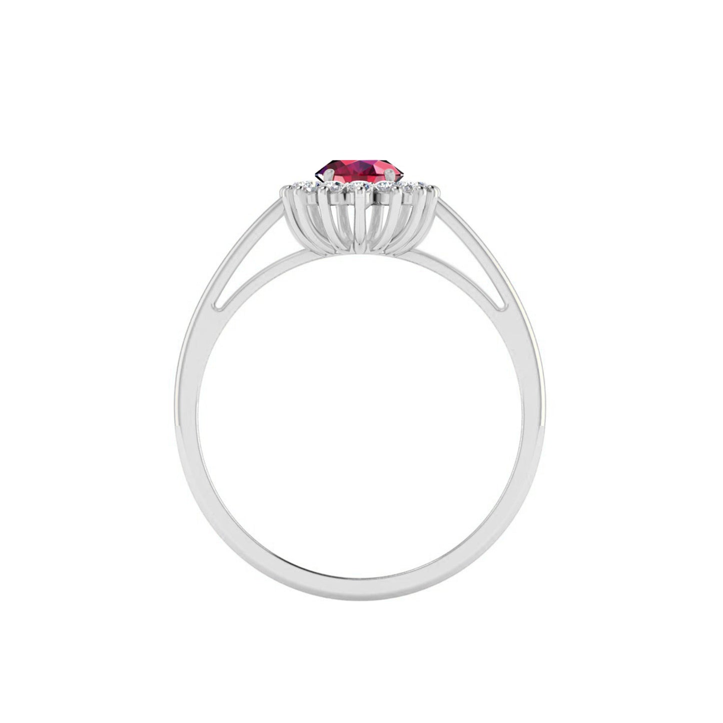 Halo Solitaire Ring | Sterling Silver Birthstone Ring | Genuine Gemstone & Diamond Studded Ring | Personalized Promise Ring | Gift for Her