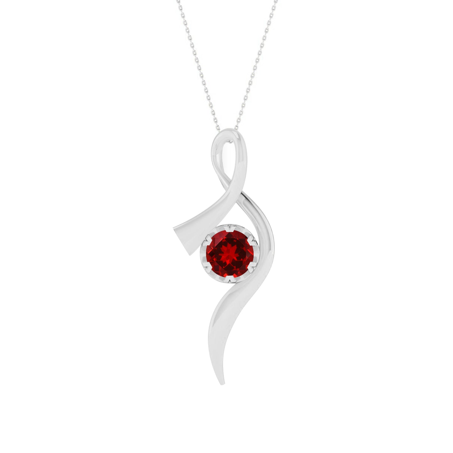 Infinity Twist Pendant | Floral Vine Style Gemstone Pendant | Sterling Silver Birthstone Necklace | Adjustable Chain | 15 Gemstone Choices | Personalized Gemstone Pendant