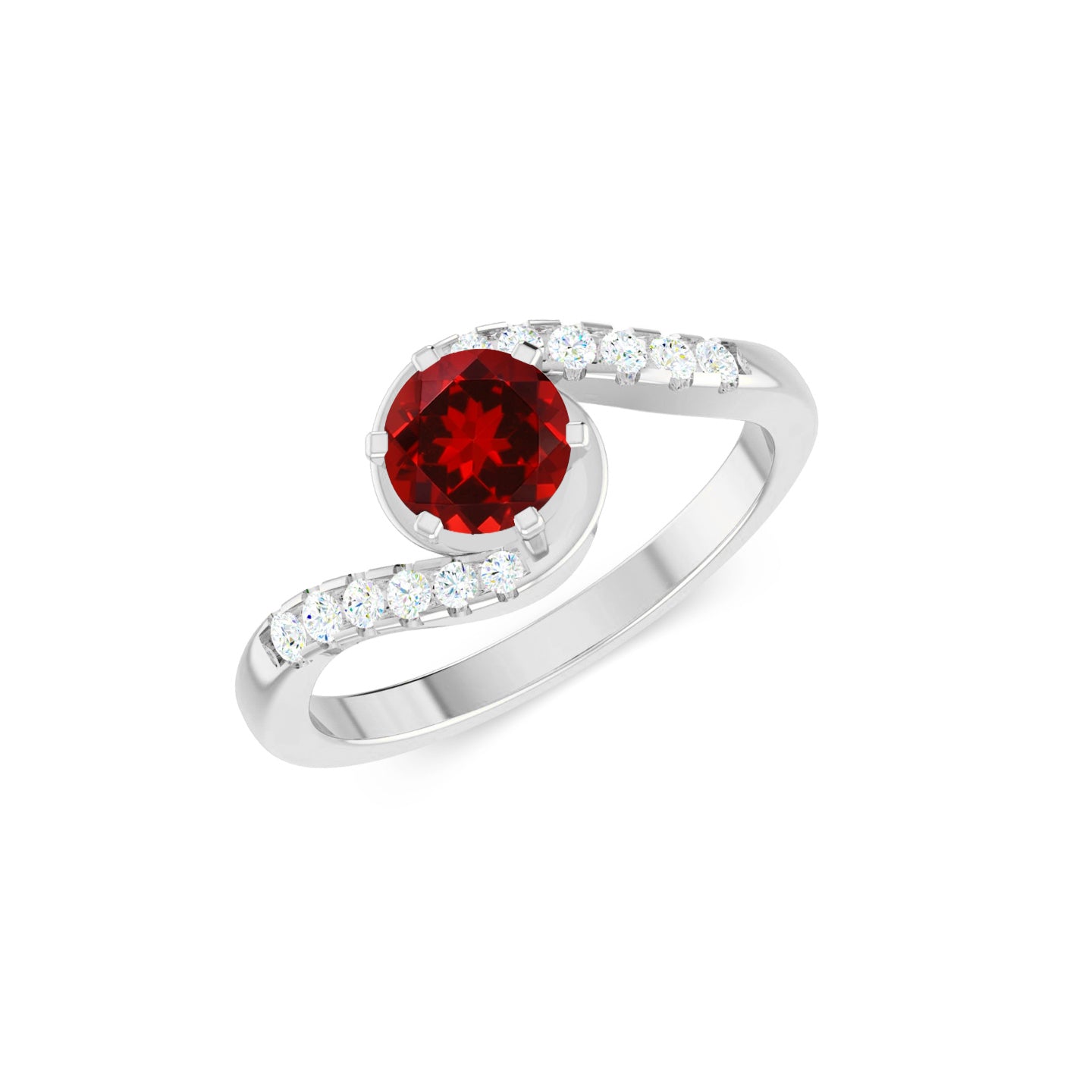 Bypass Solitaire Ring | Sterling Silver Birthstone Ring | Genuine Gemstone & Diamond Studded Ring | Personalized Promise Ring | Gift for Her