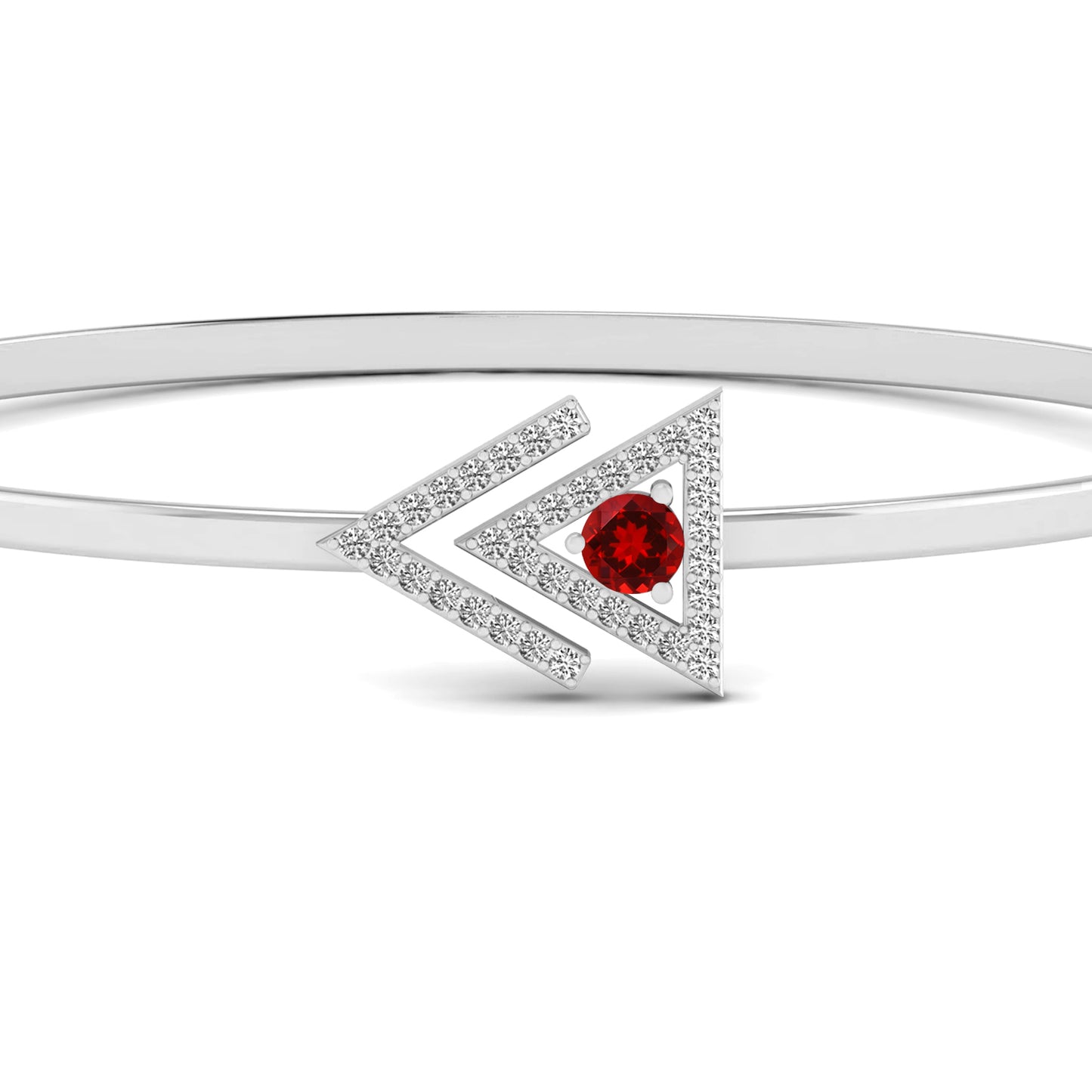 Geometric Open Bangle Bracelet | Sterling Silver Birthstone Bracelet | Adjustable Chain | 15 Gemstone Choices | Personalized Gemstone Bracelet