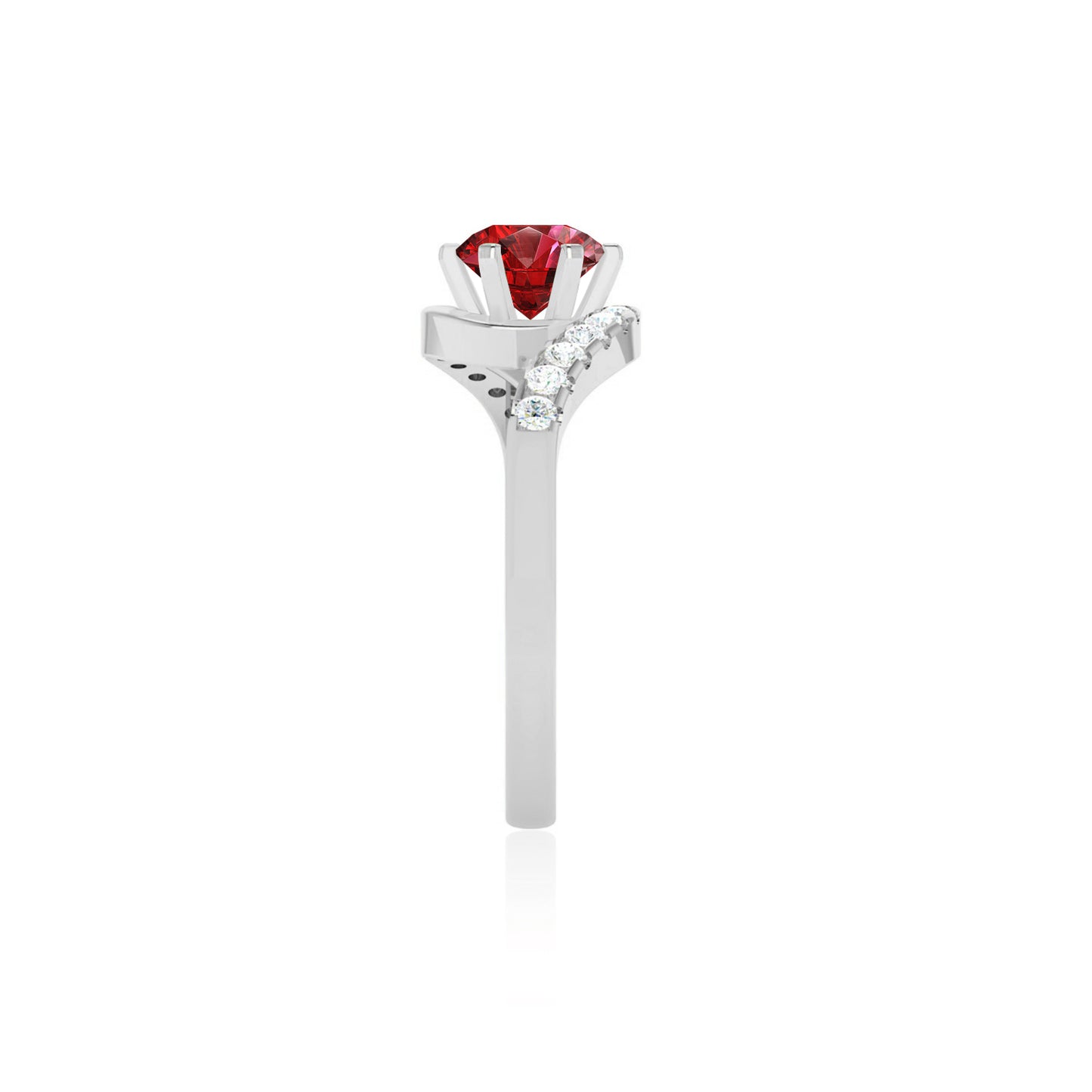 Bypass Solitaire Ring | Sterling Silver Birthstone Ring | Genuine Gemstone & Diamond Studded Ring | Personalized Promise Ring | Gift for Her