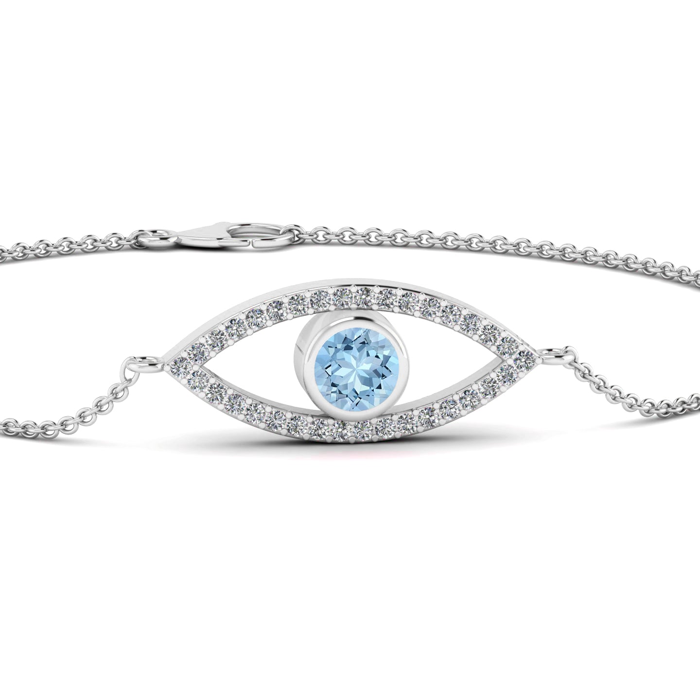 Evil Eye Bracelet | Sterling Silver Birthstone Bracelet | Adjustable Chain | 15 Gemstone Choices | Personalized Gemstone Bracelet