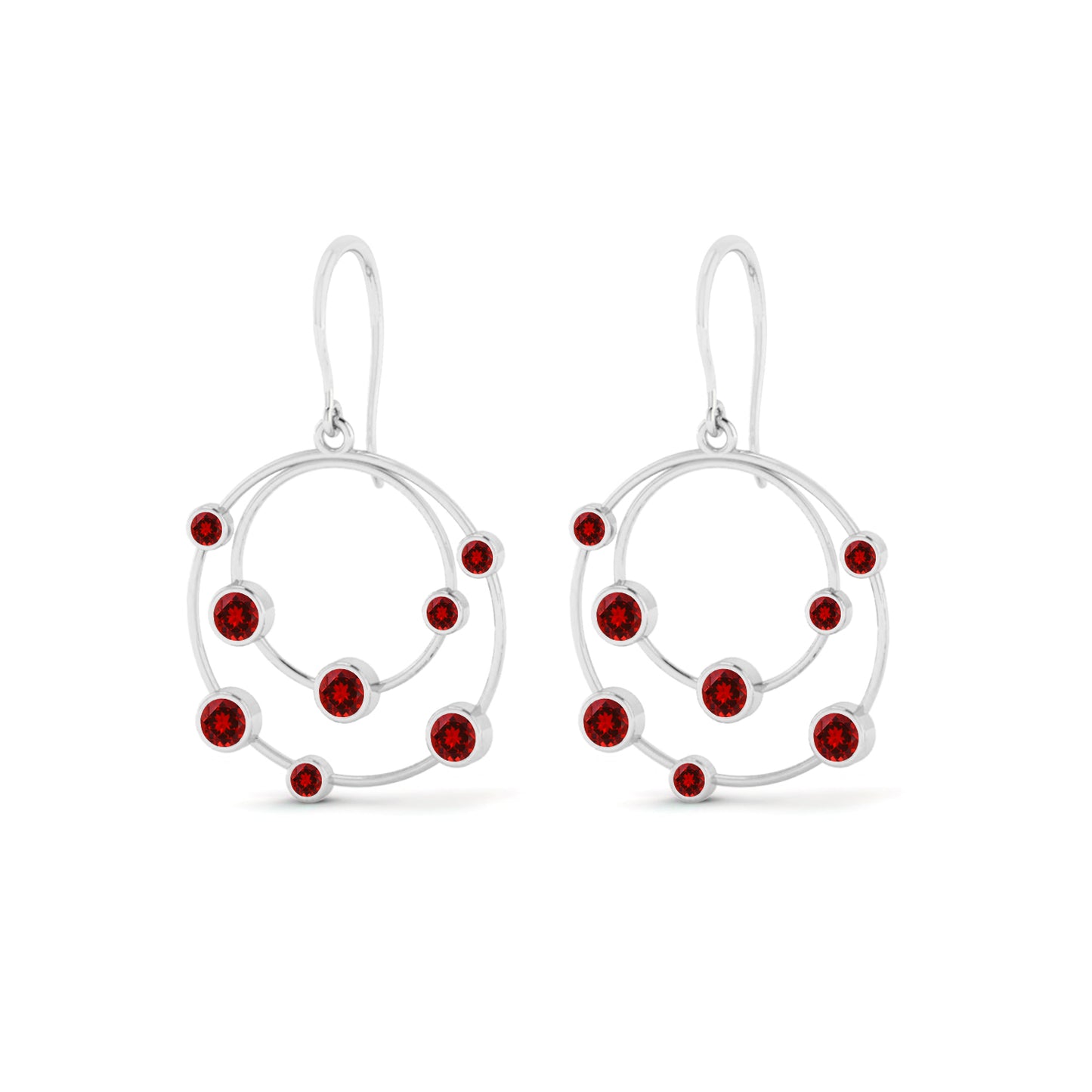 Open Circle Drop Earrings | 925 Sterling Silver Birthstone Stud Earrings | Diamond Accent Gemstone Earrings | 15 Birthstone Options | Gift for Women