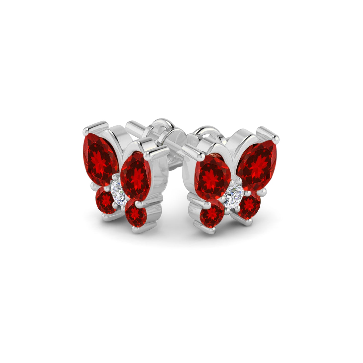 Butterfly Stud Earrings | 925 Sterling Silver Birthstone Stud Earrings | Diamond Accent Gemstone Earrings | 15 Birthstone Options | Gift for Women