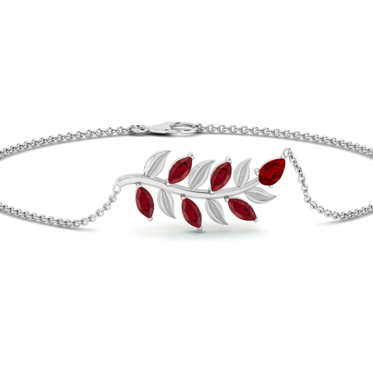 Leaf Vine Bracelet | Sterling Silver Birthstone Bracelet | Adjustable Chain | 15 Gemstone Choices | Personalized Gemstone Bracelet