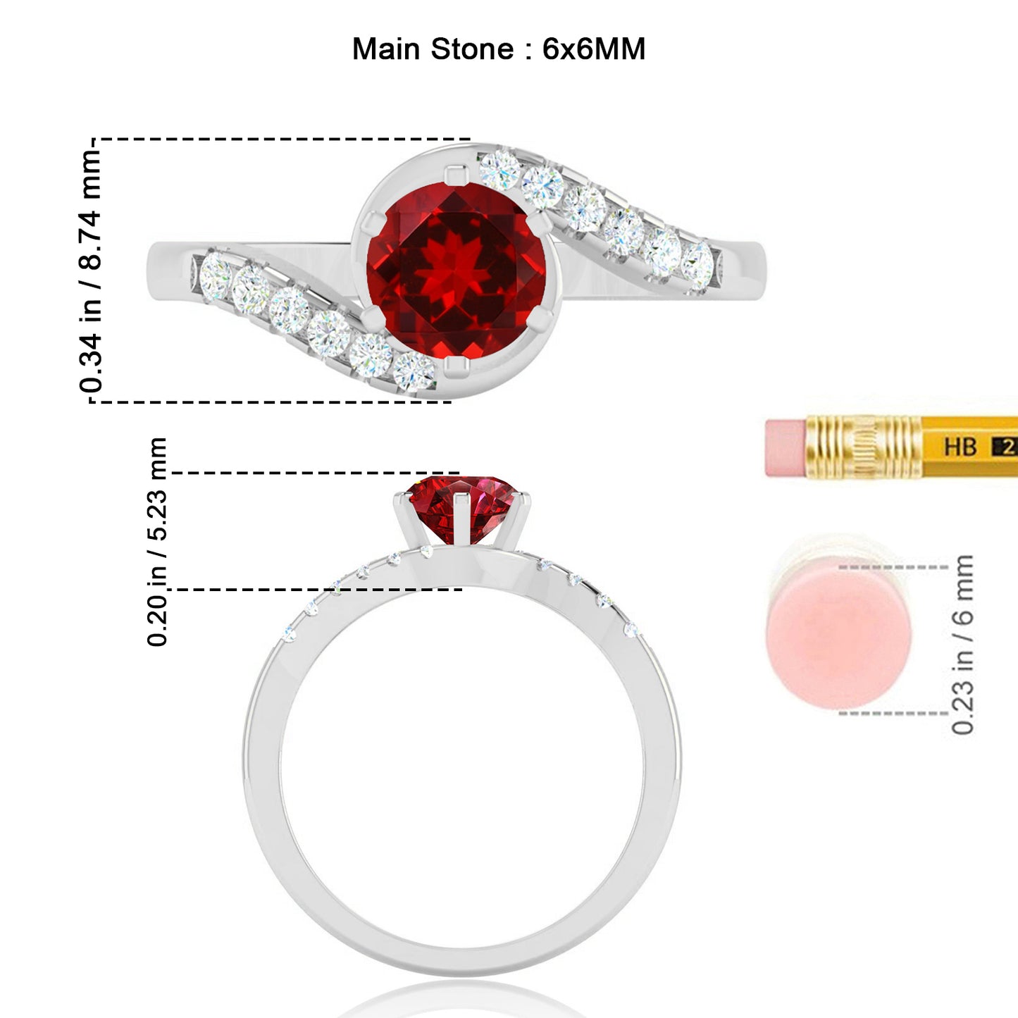 Bypass Solitaire Ring | Sterling Silver Birthstone Ring | Genuine Gemstone & Diamond Studded Ring | Personalized Promise Ring | Gift for Her