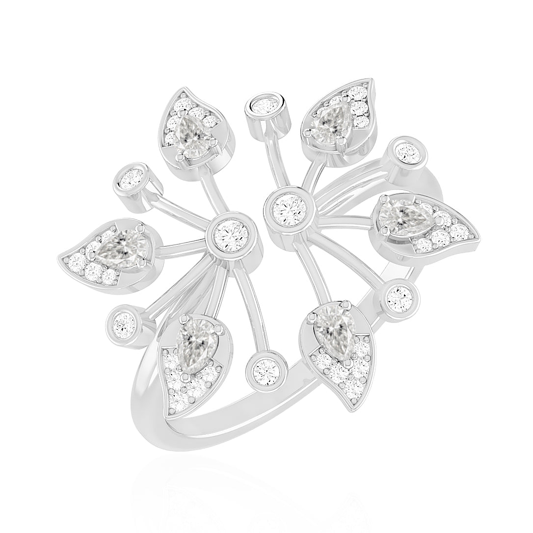 Nature Inspired Floral Cluster Ring | Sterling Silver Birthstone Ring | Genuine Gemstone & Diamond Studded Ring | Personalized Promise Ring | Gift for Her