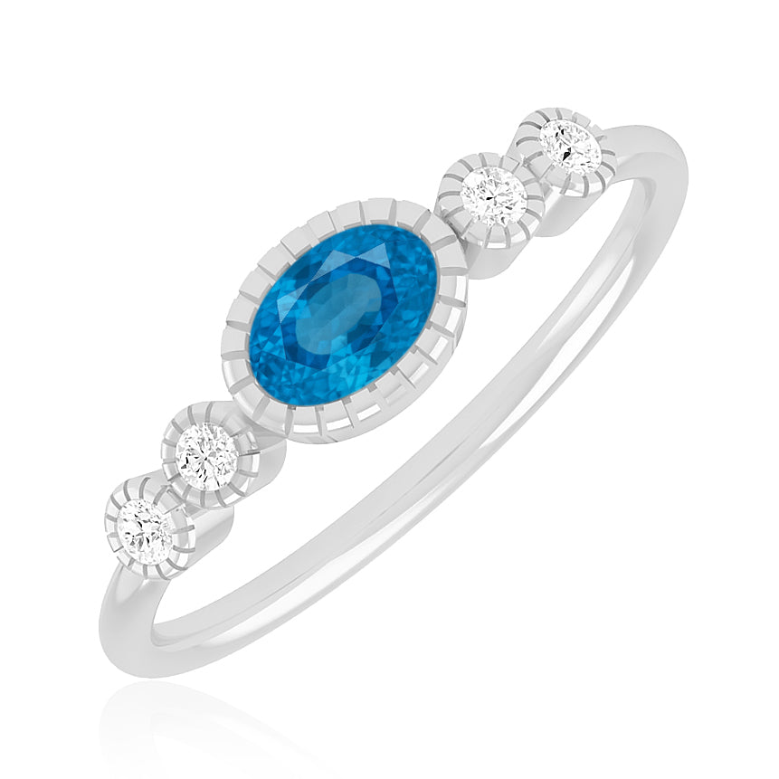Bezel Set Three-Stone Ring | Sterling Silver Birthstone Ring | Genuine Gemstone & Diamond Studded Ring | Personalized Promise Ring | Gift for Her