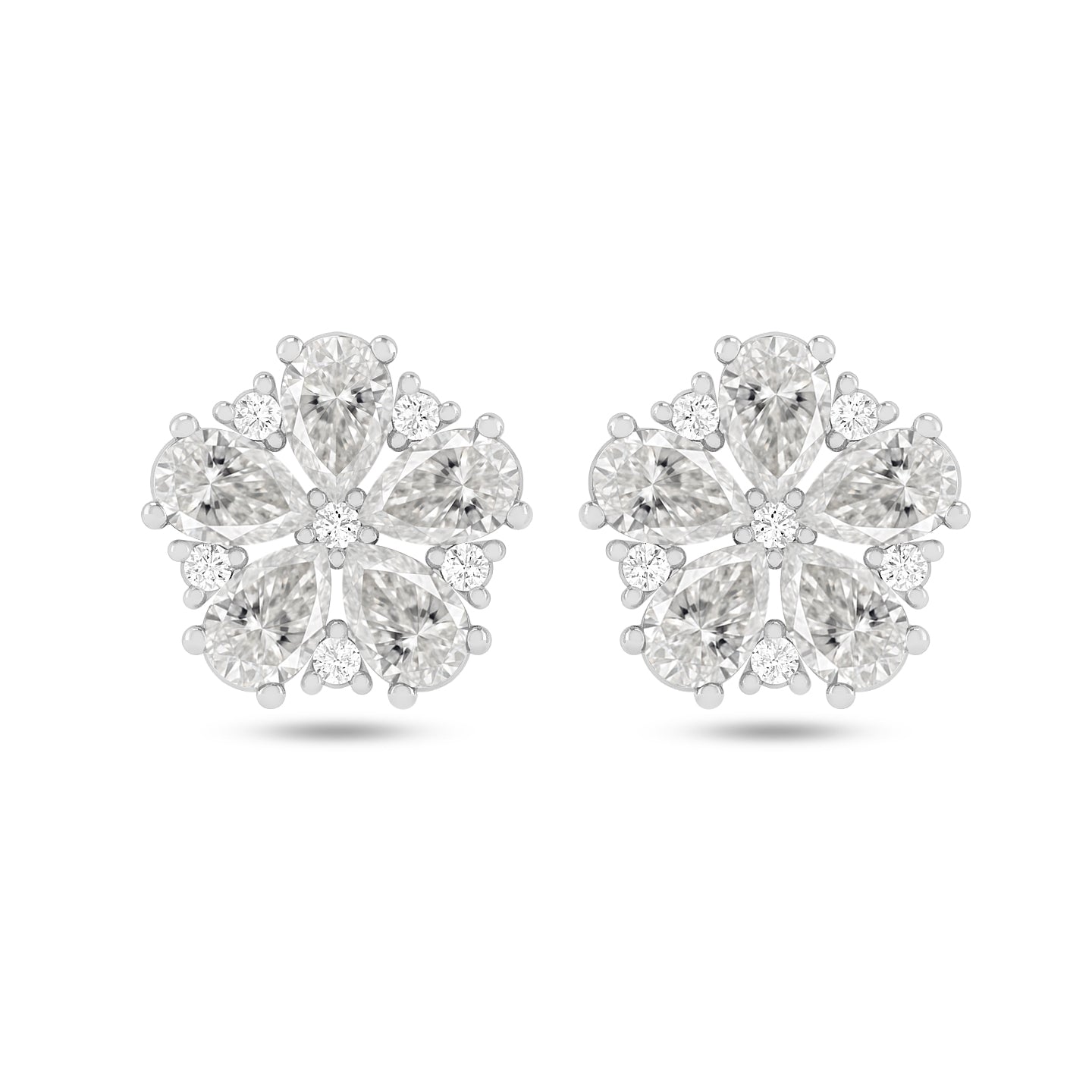 Pear Cut Garnet Gemstones | 925 Sterling Silver Birthstone Stud Earrings | Diamond Accent Gemstone Earrings | 15 Birthstone Options | Gift for Women