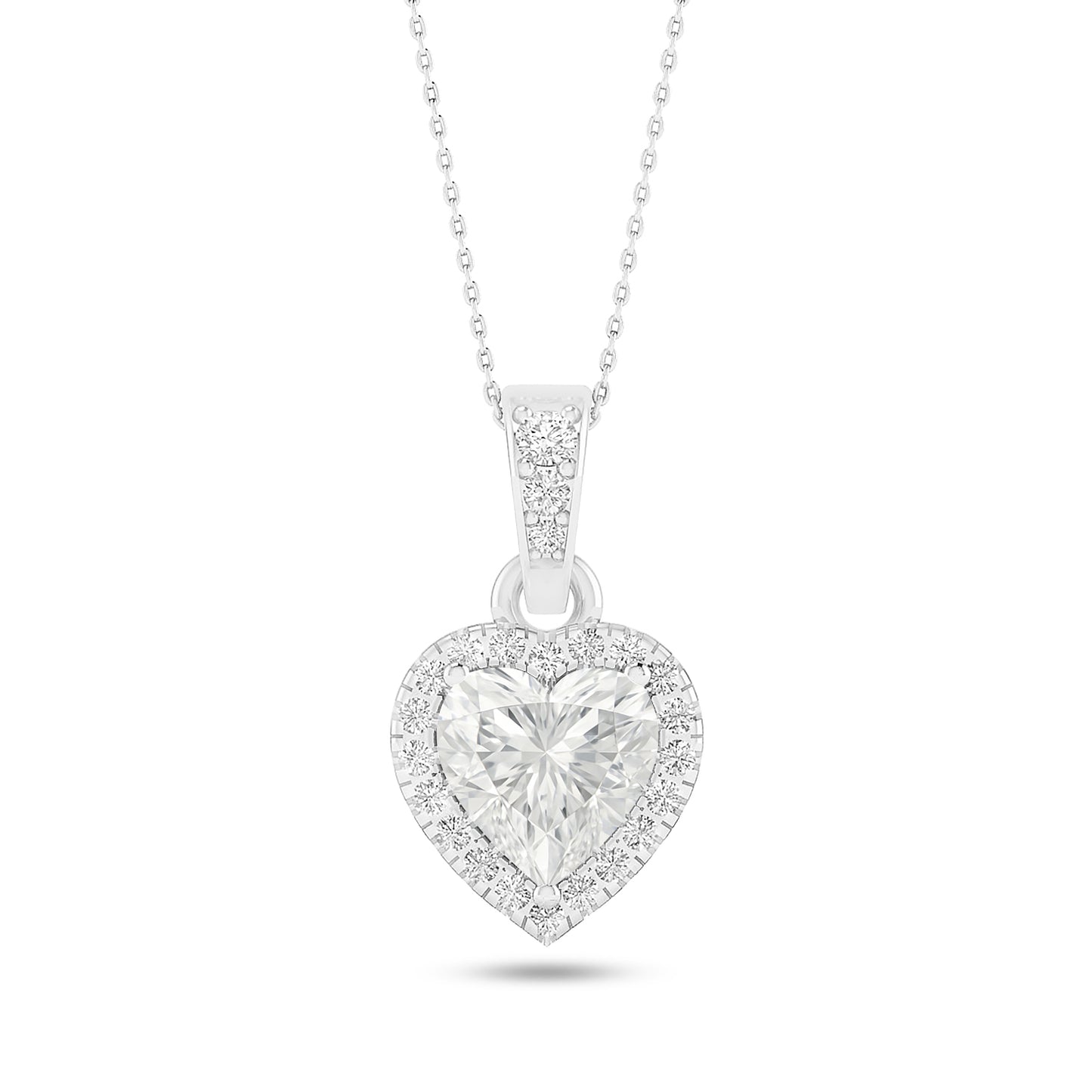 Heart Halo Pendant | Sterling Silver Birthstone Necklace | Diamond Accent | Adjustable Chain | 15 Gemstone Choices