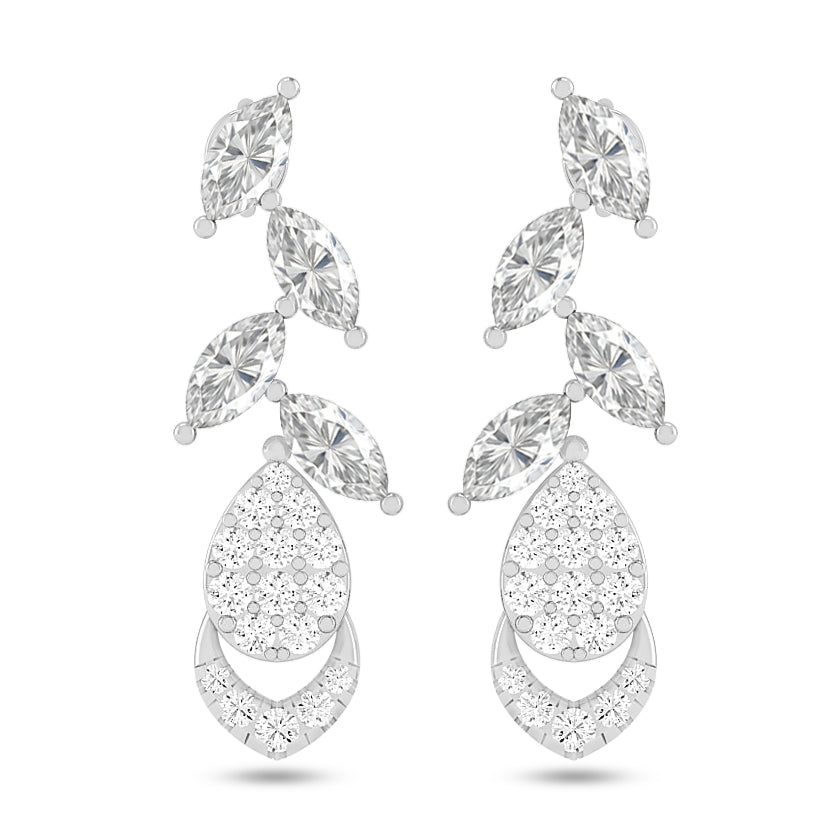 Nature-Inspired Leaf Drop Earrings | 925 Sterling Silver Birthstone Stud Earrings | Diamond Accent Gemstone Earrings | 15 Birthstone Options | Gift for Women