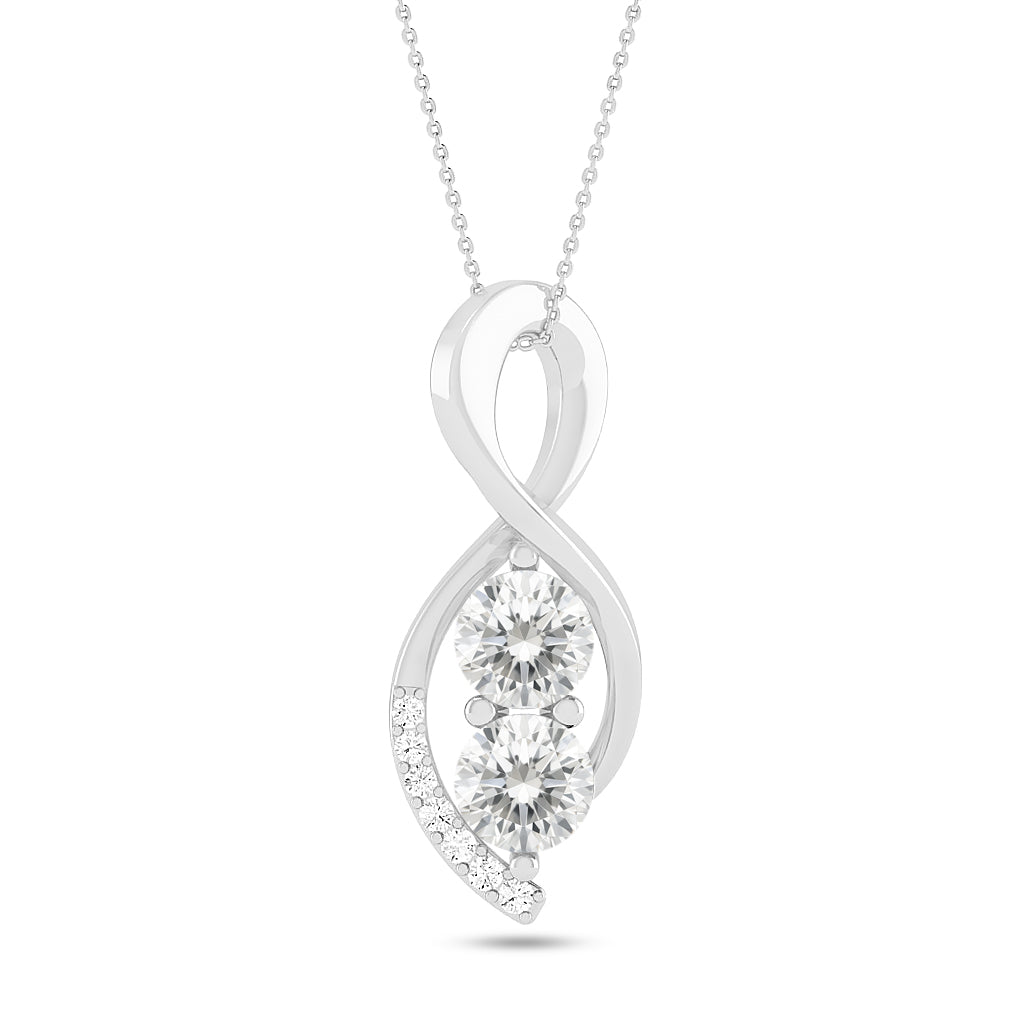 Infinity Twist Pendant | Starburst Pendant | Heart Knot Teardrop Pendant | Sterling Silver Birthstone Necklace | Diamond Accent | Adjustable Chain | 15 Gemstone Choices