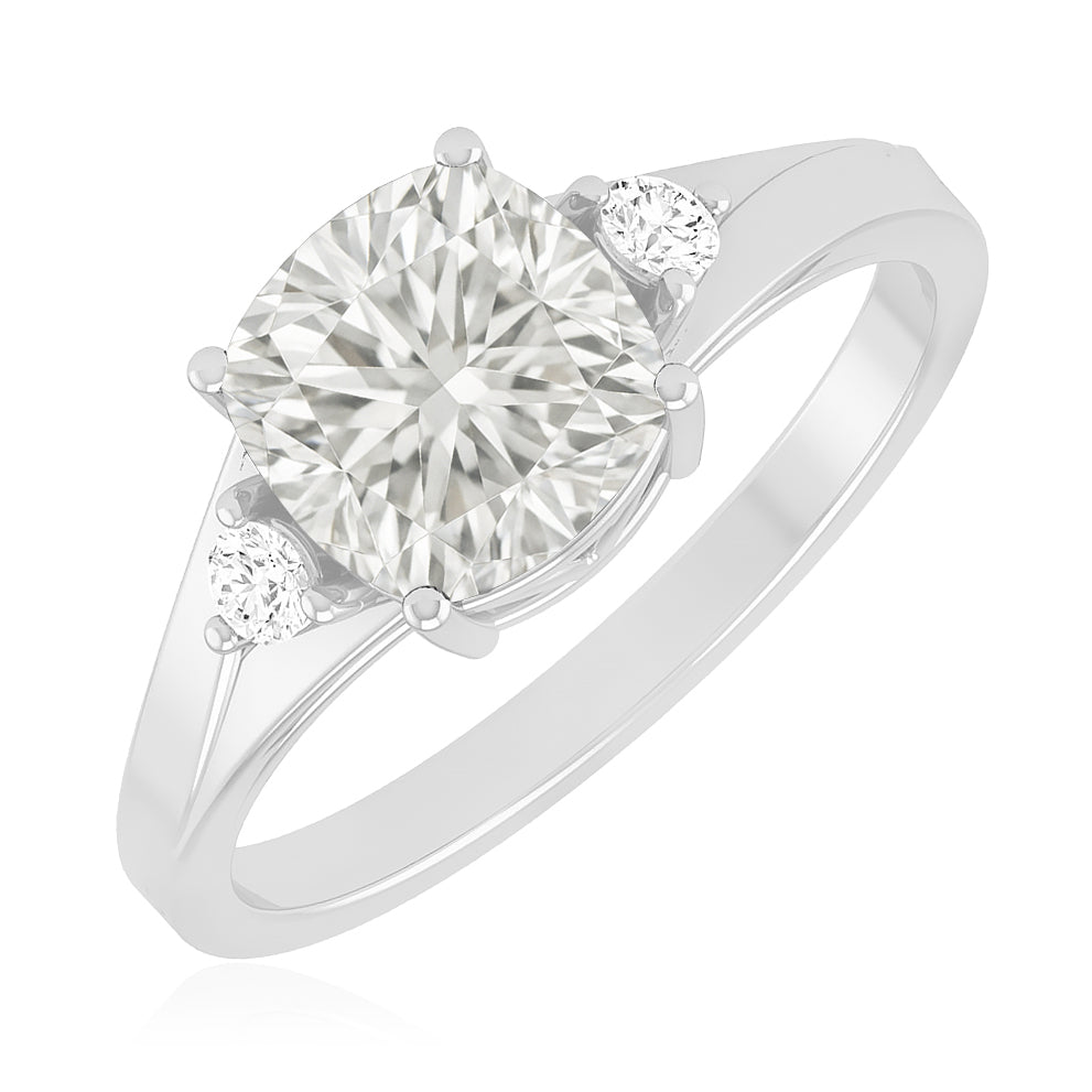 Classic Three-Stone Solitaire Ring | Sterling Silver Birthstone Ring | Genuine Gemstone & Diamond Studded Ring | Personalized Promise Ring | Gift for Her