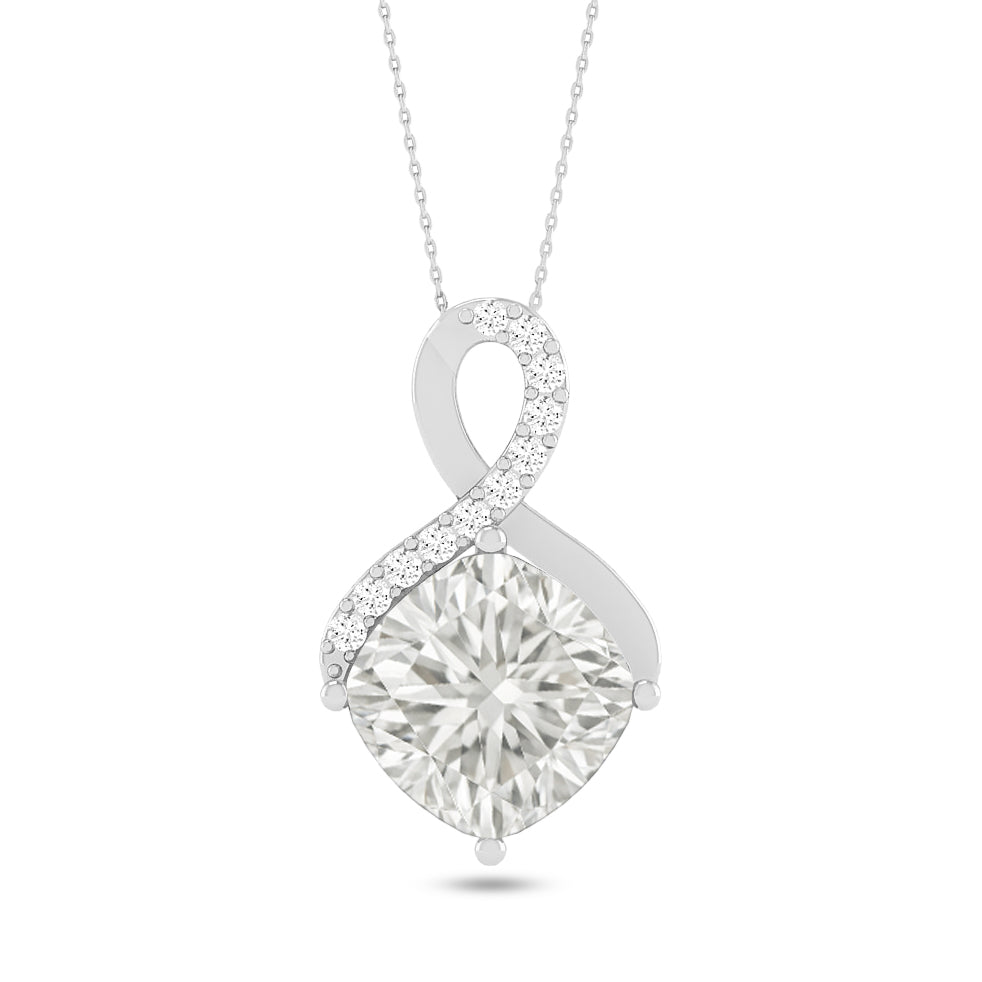 Infinity Cushion Solitaire Pendant | Starburst Pendant | Heart Knot Teardrop Pendant | Sterling Silver Birthstone Necklace | Diamond Accent | Adjustable Chain | 15 Gemstone Choices