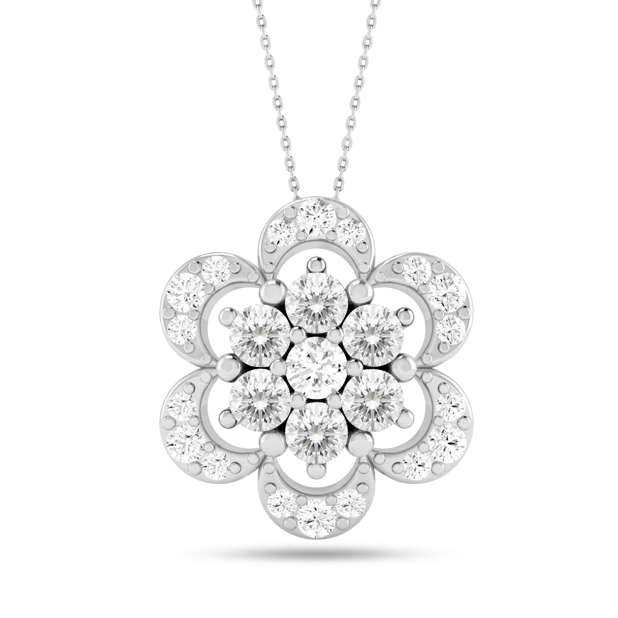 Floral Cluster Pendant | Starburst Pendant | Heart Knot Teardrop Pendant | Sterling Silver Birthstone Necklace | Diamond Accent | Adjustable Chain | 15 Gemstone Choices