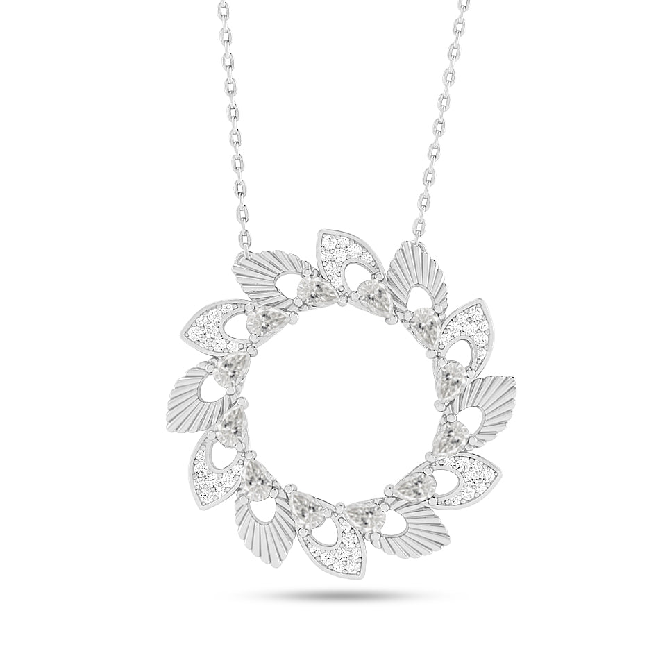 Floral Wreath Pendant | Starburst Pendant | Heart Knot Teardrop Pendant | Sterling Silver Birthstone Necklace | Diamond Accent | Adjustable Chain | 15 Gemstone Choices