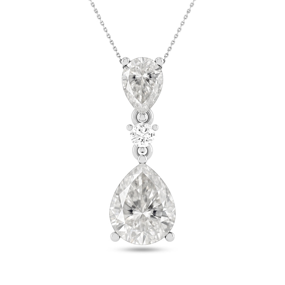 Double Pear Drop Pendant | Starburst Pendant | Heart Knot Teardrop Pendant | Sterling Silver Birthstone Necklace | Diamond Accent | Adjustable Chain | 15 Gemstone Choices