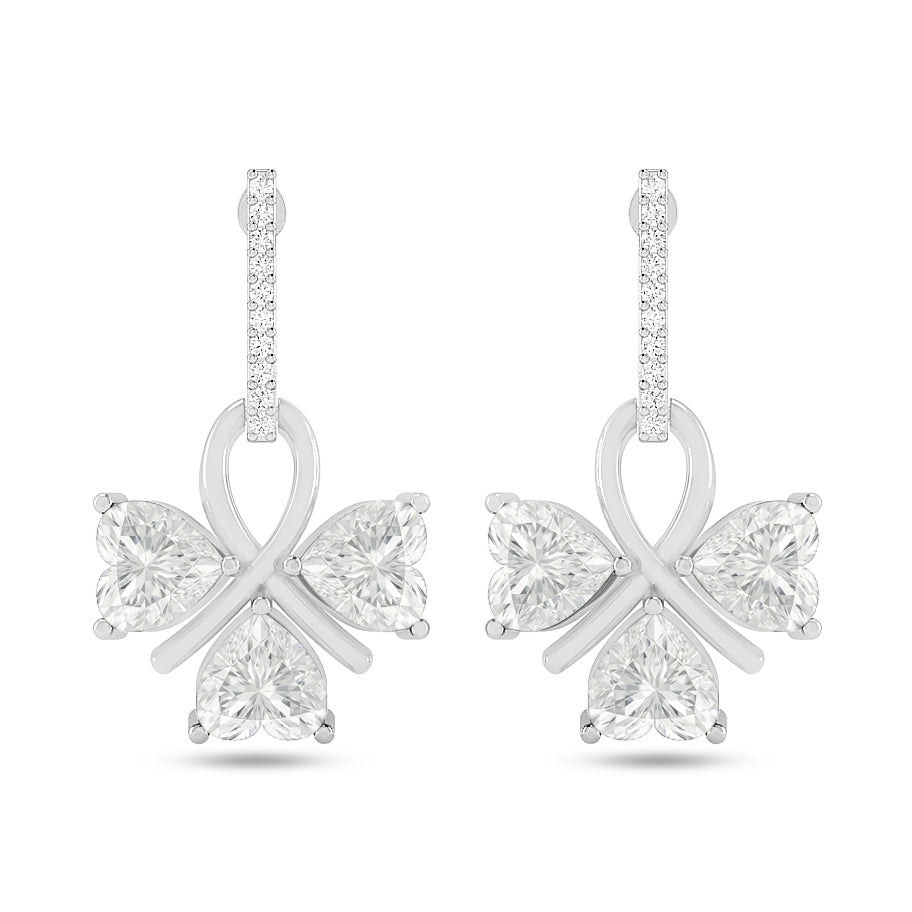 Butterfly Drop Earrings | 925 Sterling Silver Birthstone Stud Earrings | Diamond Accent Gemstone Earrings | 15 Birthstone Options | Gift for Women