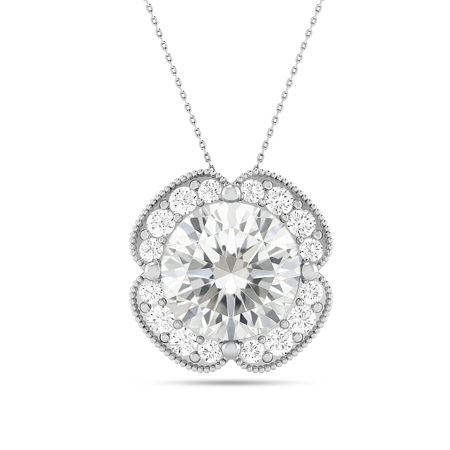 Floral Halo Pendant | Starburst Pendant | Heart Knot Teardrop Pendant | Sterling Silver Birthstone Necklace | Diamond Accent | Adjustable Chain | 15 Gemstone Choices