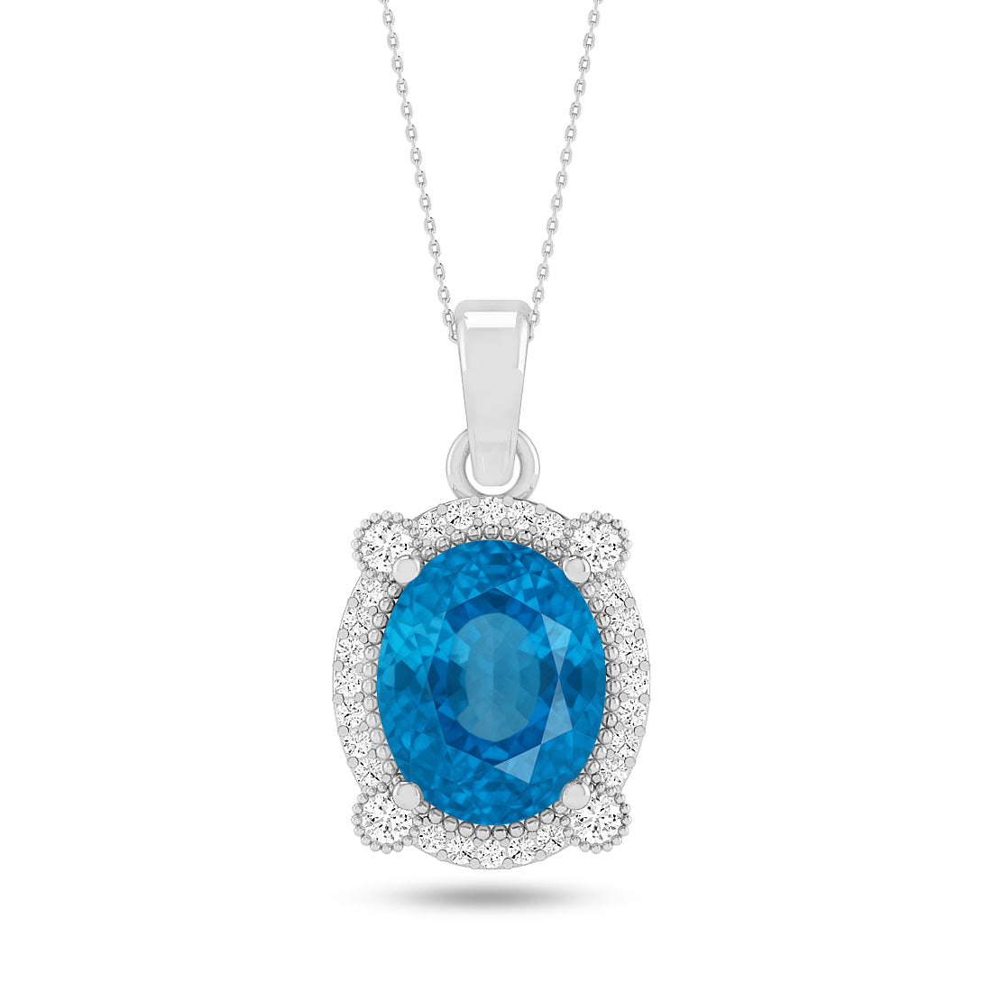 Oval Cabochon Halo Pendant | Starburst Pendant | Heart Knot Teardrop Pendant | Sterling Silver Birthstone Necklace | Diamond Accent | Adjustable Chain | 15 Gemstone Choices