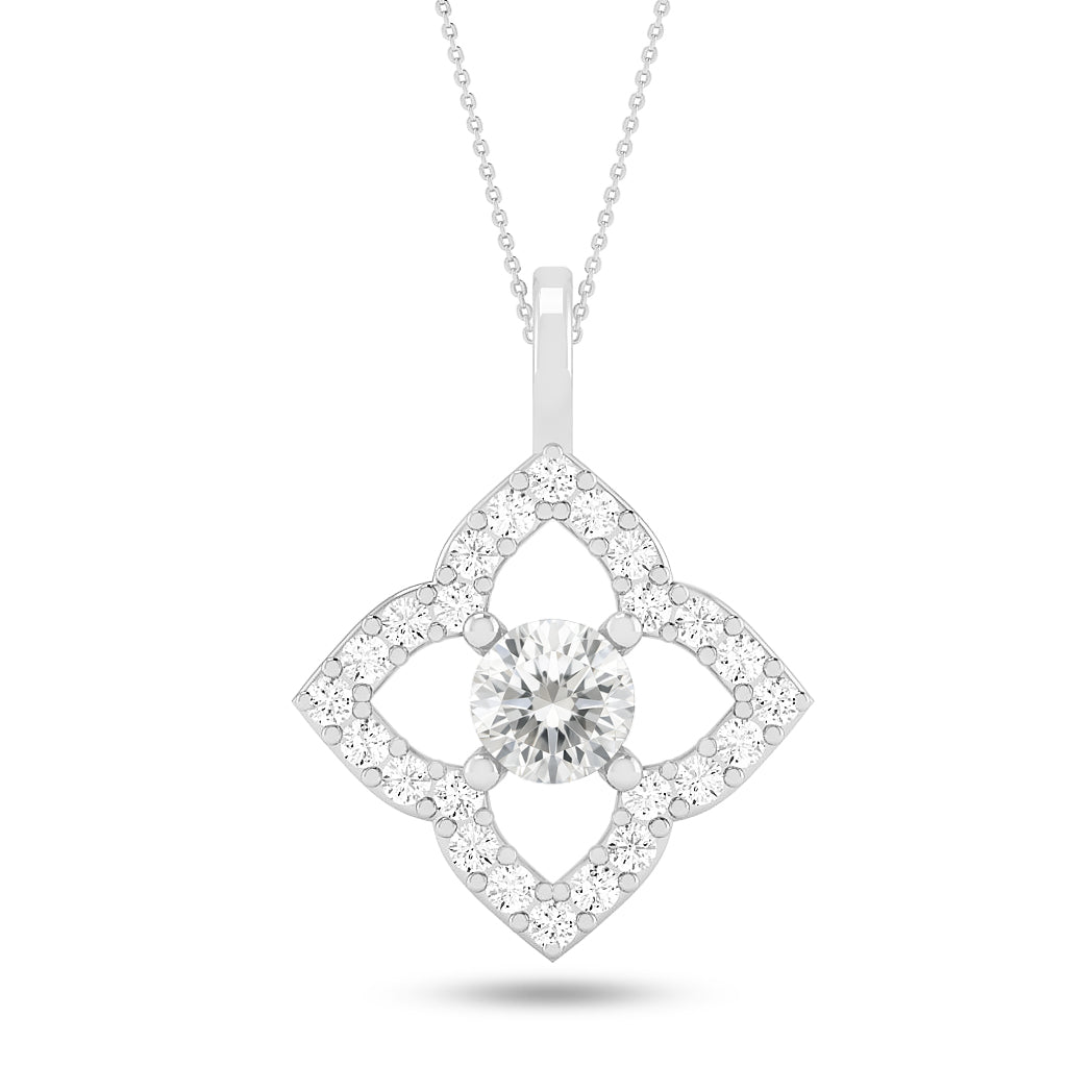 Floral Quatrefoil Halo Pendant | Starburst Pendant | Heart Knot Teardrop Pendant | Sterling Silver Birthstone Necklace | Diamond Accent | Adjustable Chain | 15 Gemstone Choices