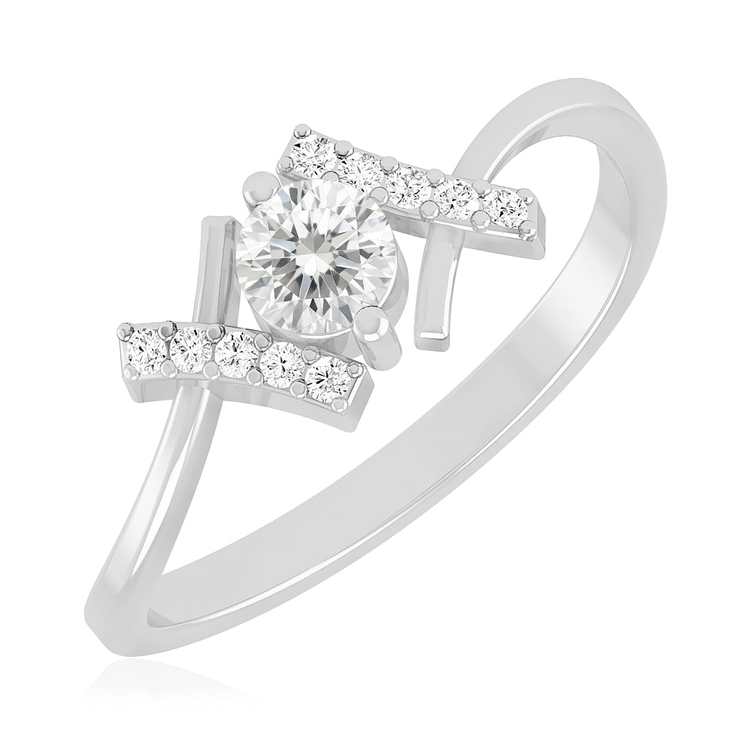 Modern Bypass Solitaire Ring | Sterling Silver Birthstone Ring | Genuine Gemstone & Diamond Studded Ring | Personalized Promise Ring | Gift for Her