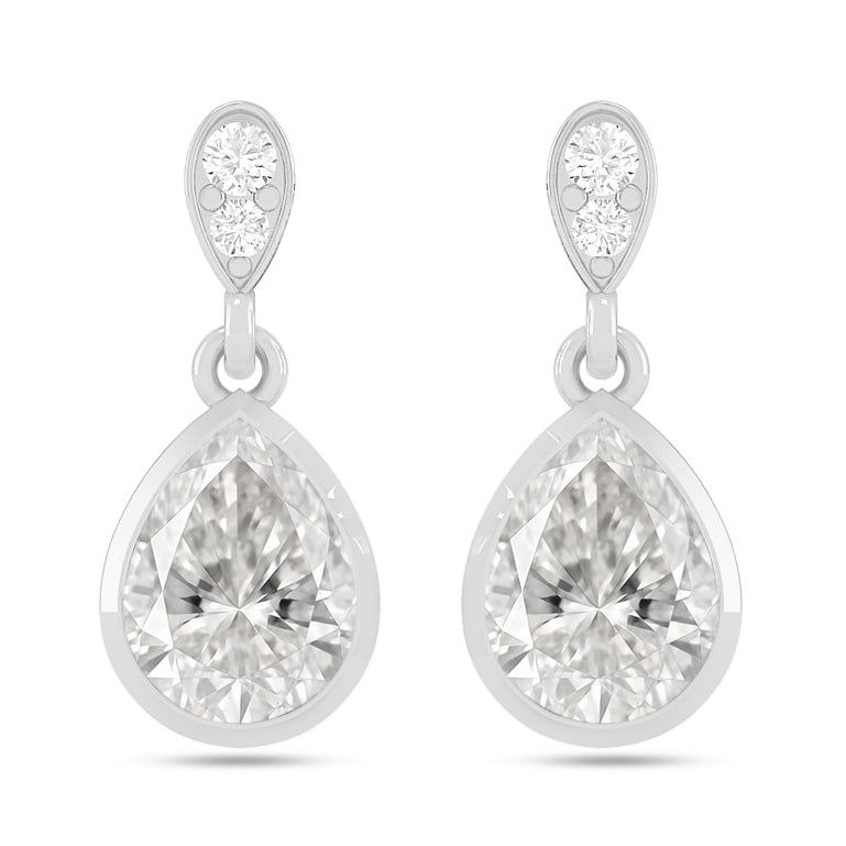 Pear Solitaire Drop Earrings | 925 Sterling Silver Birthstone Stud Earrings | Diamond Accent Gemstone Earrings | 15 Birthstone Options | Gift for Women
