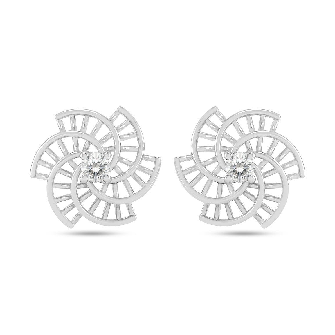 Spiral Floral Stud Earrings | 925 Sterling Silver Birthstone Stud Earrings | Diamond Accent Gemstone Earrings | 15 Birthstone Options | Gift for Women
