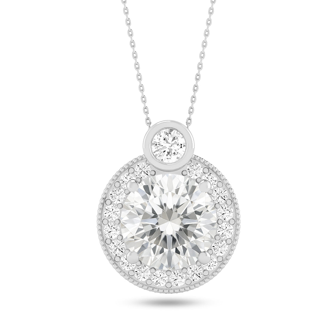Round Halo Pendant | Starburst Pendant | Heart Knot Teardrop Pendant | Sterling Silver Birthstone Necklace | Diamond Accent | Adjustable Chain | 15 Gemstone Choices