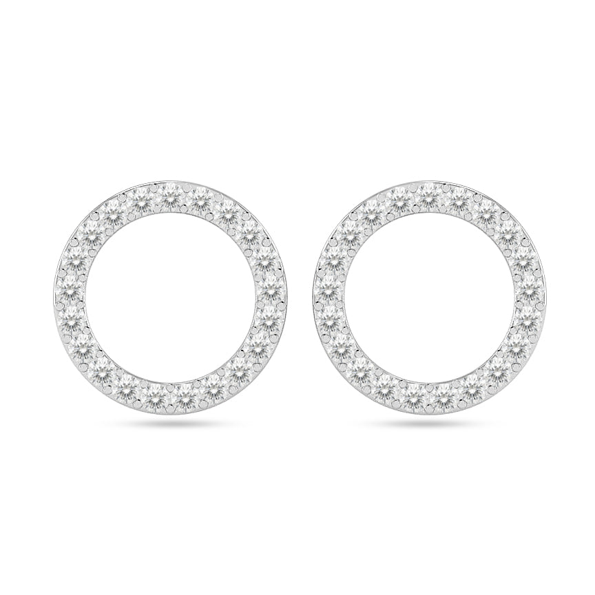 Circle Frame Stud Earrings | 925 Sterling Silver Birthstone Stud Earrings | Diamond Accent Gemstone Earrings | 15 Birthstone Options | Gift for Women