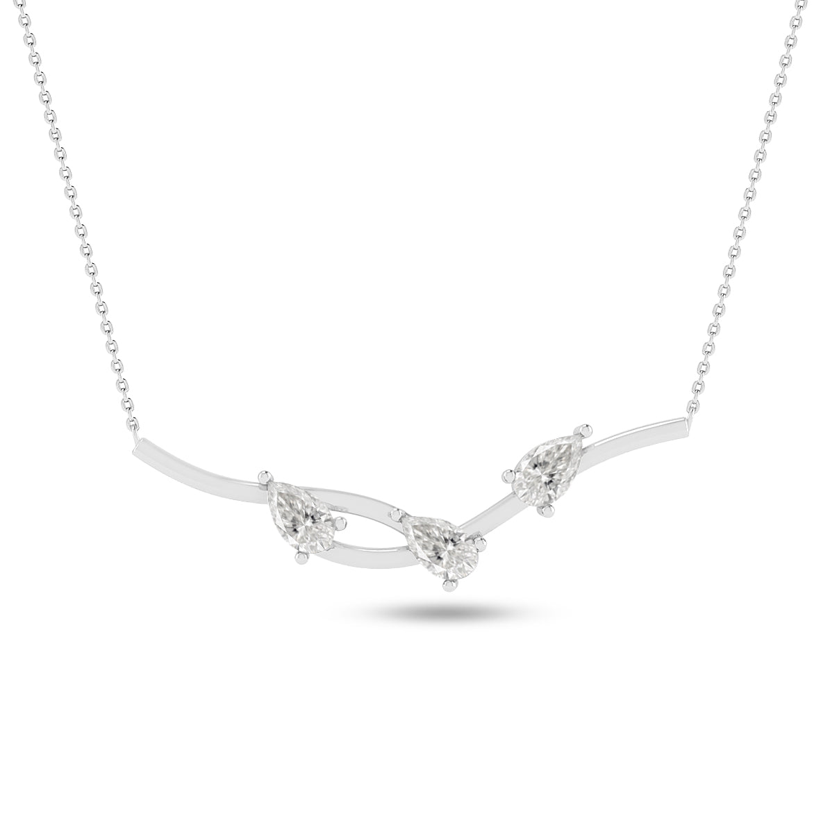 Three-Stone Curved Bar Necklace | Sterling Silver Birthstone Necklace | Adjustable Chain | 15 Gemstone Choices | Personalized Gemstone Pendant