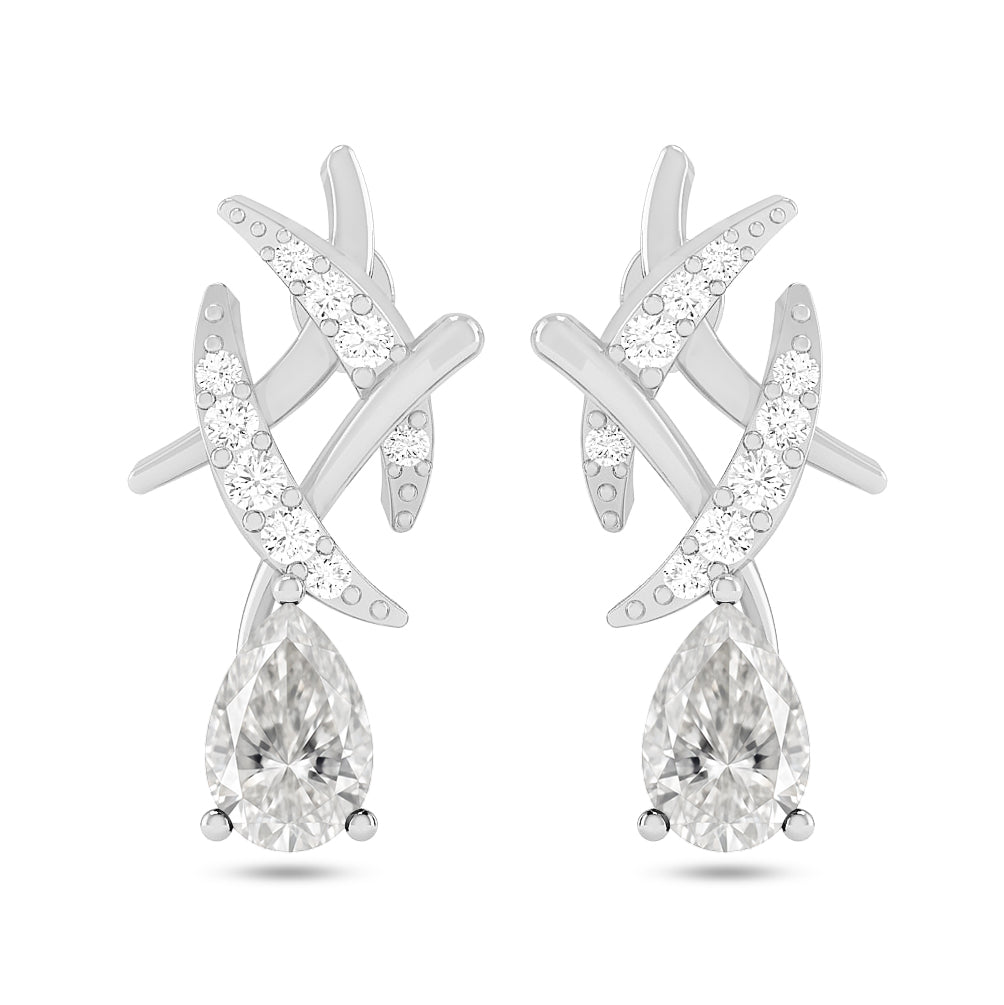 Criss-Cross Drop Earrings | 925 Sterling Silver Birthstone Stud Earrings | Diamond Accent Gemstone Earrings | 15 Birthstone Options | Gift for Women