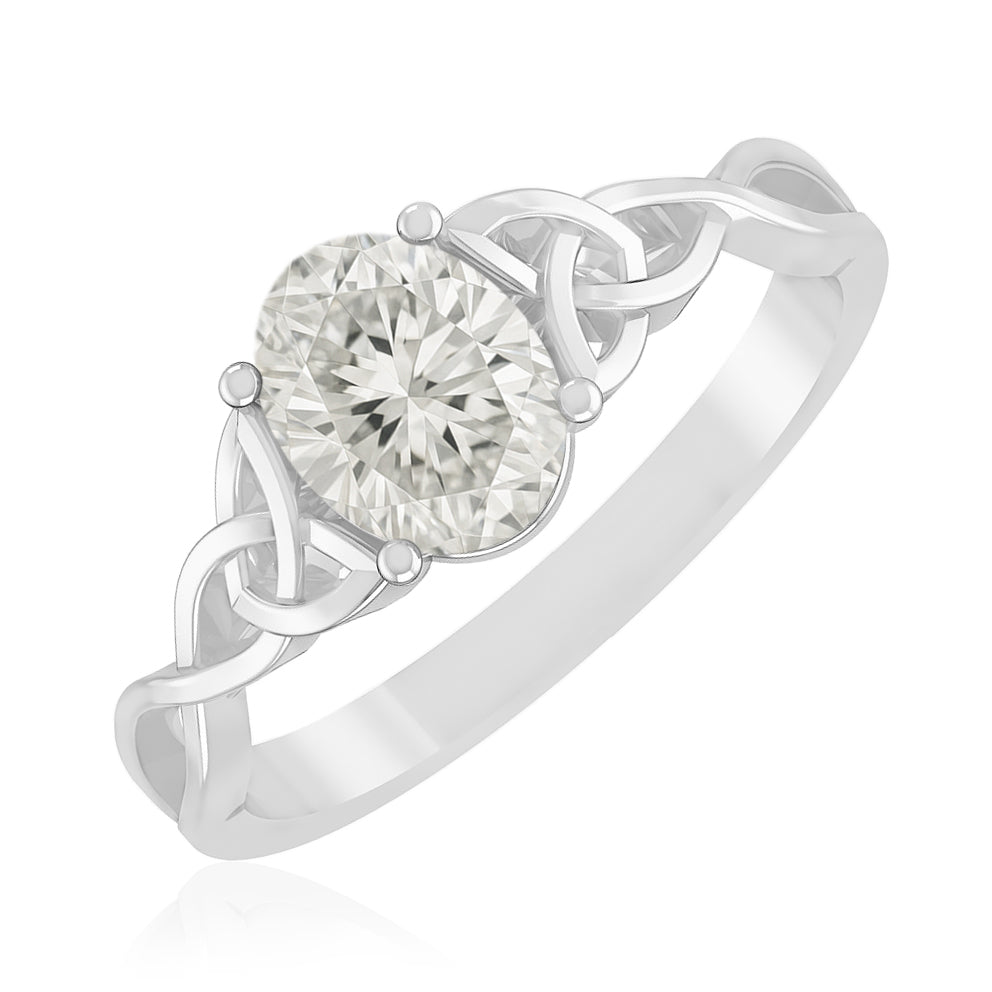 Celtic Knot Oval Solitaire Ring | Sterling Silver Birthstone Ring | Genuine Gemstone Studded Ring | Personalized Promise Ring | Gift for Her