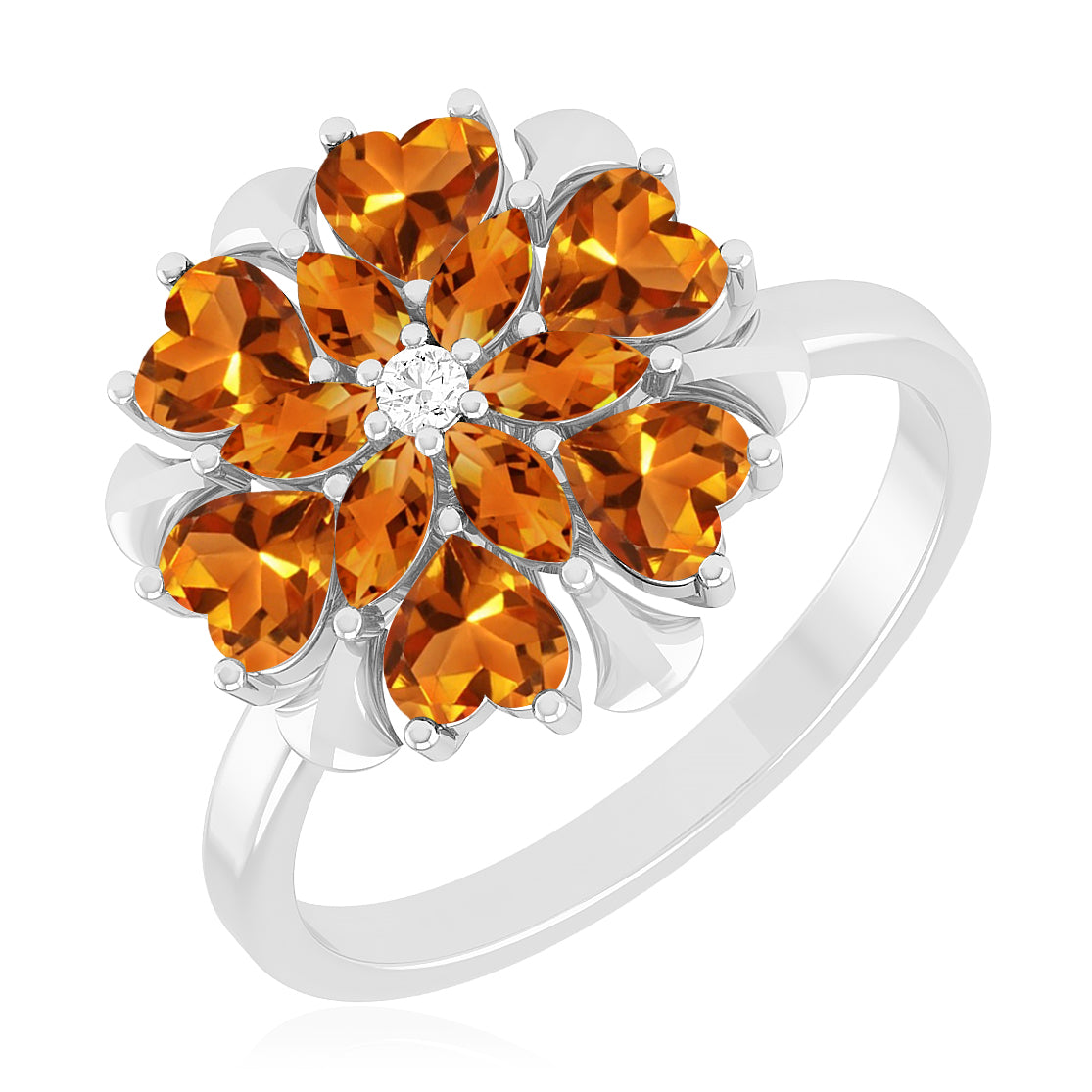 Floral Cluster Ring | Sterling Silver Birthstone Ring | Genuine Gemstone Studded Ring | Personalized Promise Ring | Gift for Her