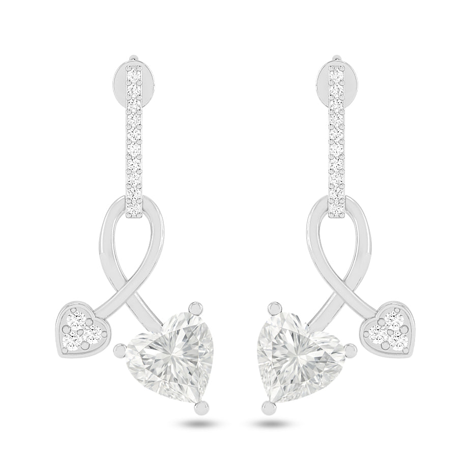 Infinity Heart Drop Earrings | 925 Sterling Silver Birthstone Stud Earrings | Diamond Accent Gemstone Earrings | 15 Birthstone Options | Gift for Women