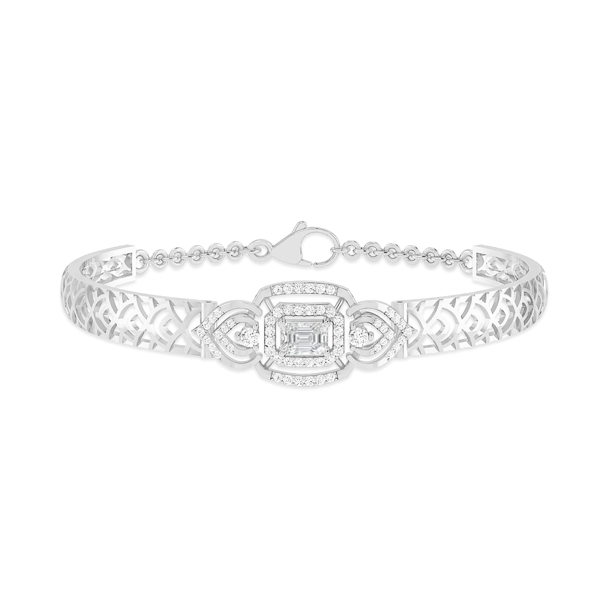 Art Deco Cuff Bracelet| Sterling Silver Birthstone Bracelet | Adjustable Chain | 15 Gemstone Choices | Personalized Gemstone Bracelet Floral Vine Bracelet Canter piece