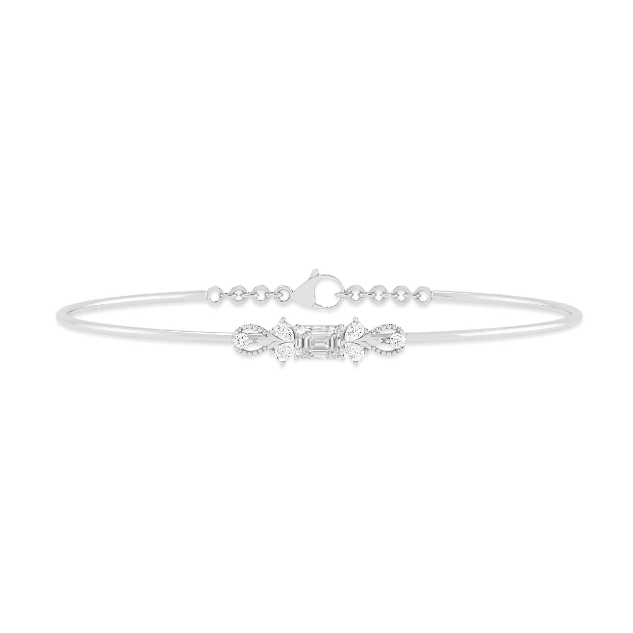 Gemstone Bangle Bracelet | Sterling Silver Birthstone Bracelet | Adjustable Chain | 15 Gemstone Choices | Personalized Gemstone Bracelet Floral Vine Bracelet Canter piece