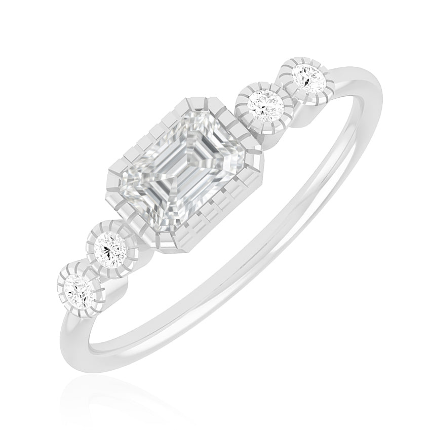 Art Deco Bezel Ring | Sterling Silver Birthstone Ring | Genuine Gemstone & Diamond Studded Ring | Personalized Promise Ring | Gift for Her