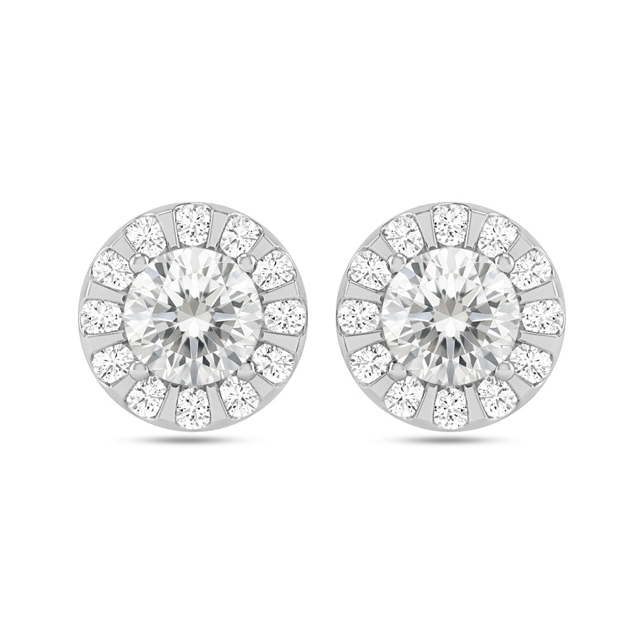 Sunburst Halo Stud Earrings | 925 Sterling Silver Birthstone Stud Earrings | Diamond Accent Gemstone Earrings | 15 Birthstone Options | Gift for Women
