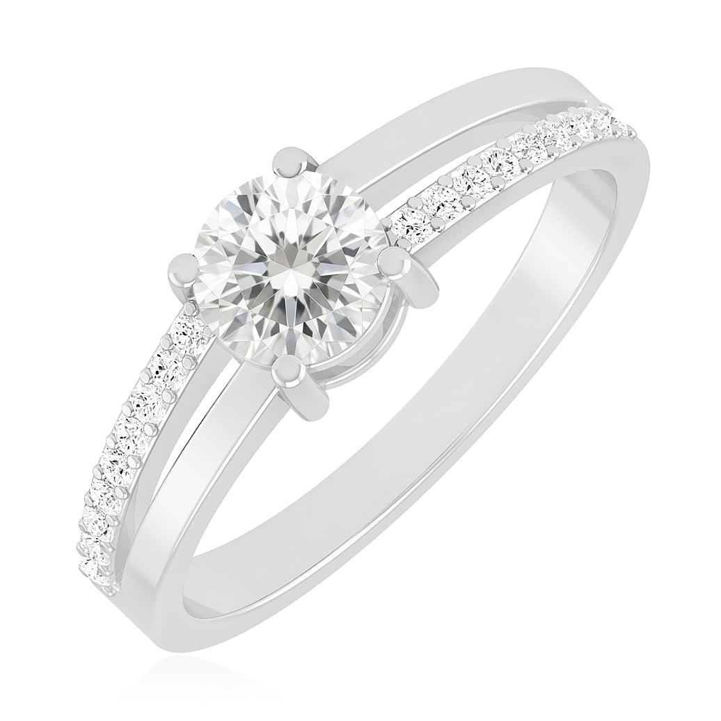 Split Shank Solitaire Ring | Sterling Silver Birthstone Ring | Genuine Gemstone & Diamond Studded Ring | Personalized Promise Ring | Gift for Her