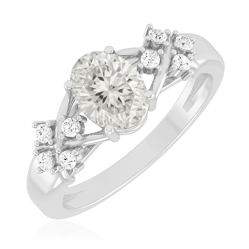 Floral Cluster Solitaire Ring | Sterling Silver Birthstone Ring | Genuine Gemstone & Diamond Studded Ring | Personalized Promise Ring | Gift for Her