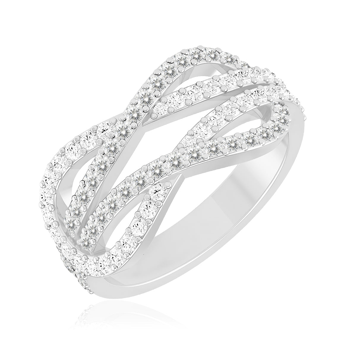Infinity Crossover Band Ring| Sterling Silver Birthstone Ring | Genuine Gemstone & Diamond Studded Ring | Personalized Promise Ring | Gift for Her