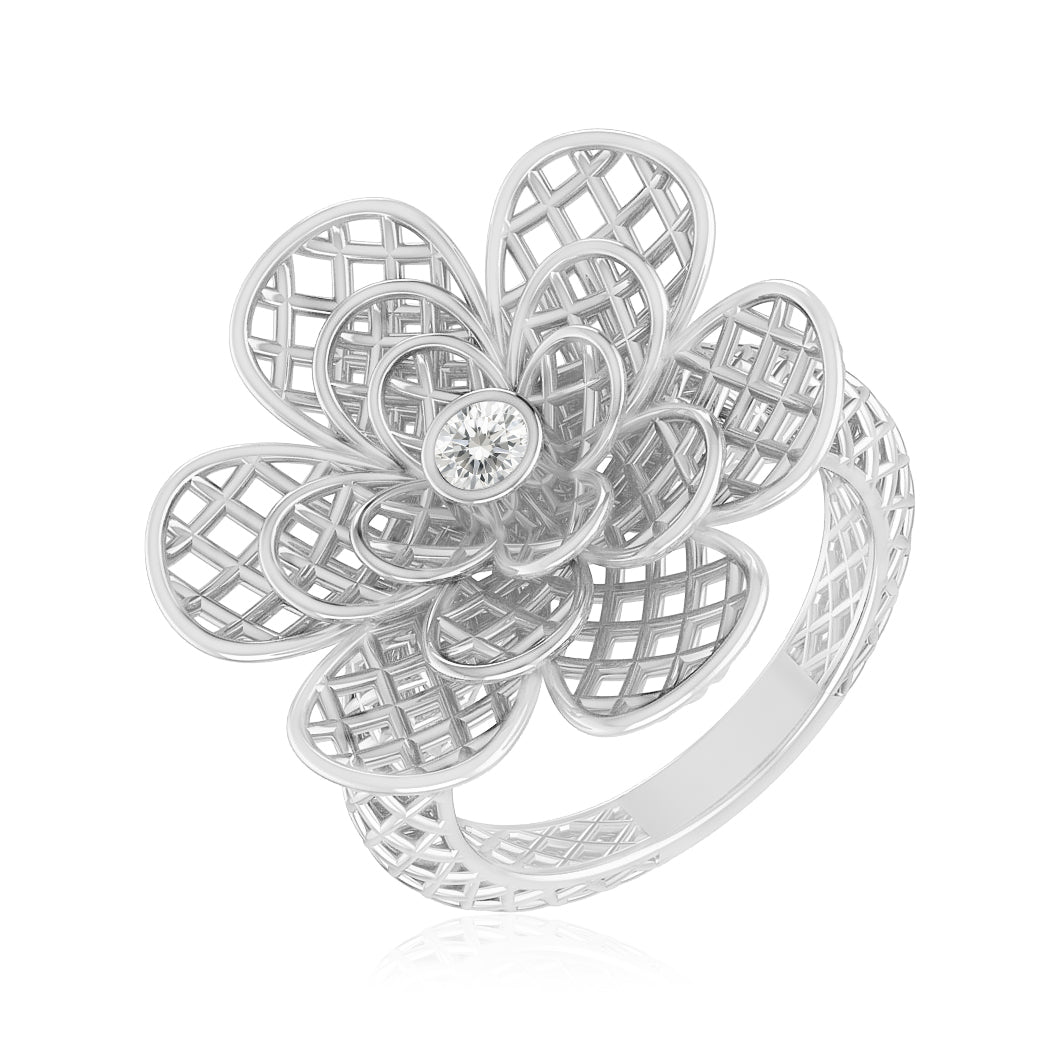 Floral Statement Ring | Sterling Silver Birthstone Ring | Genuine Gemstone & Diamond Studded Ring | Personalized Promise Ring | Gift for Her