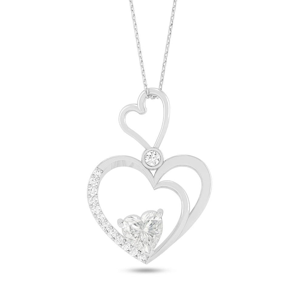 Double Heart Pendant | Starburst Pendant | Heart Knot Teardrop Pendant | Sterling Silver Birthstone Necklace | Diamond Accent | Adjustable Chain | 15 Gemstone Choices