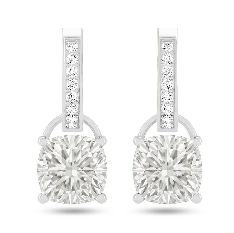 Cushion Cut Drop Stud Earrings | 925 Sterling Silver Birthstone Stud Earrings | Diamond Accent Gemstone Earrings | 15 Birthstone Options | Gift for Women (Copy)